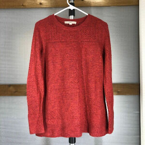 LOFT Soft Fuzzy Crimson Red Knit Crewneck Sweater Sz XS‎
